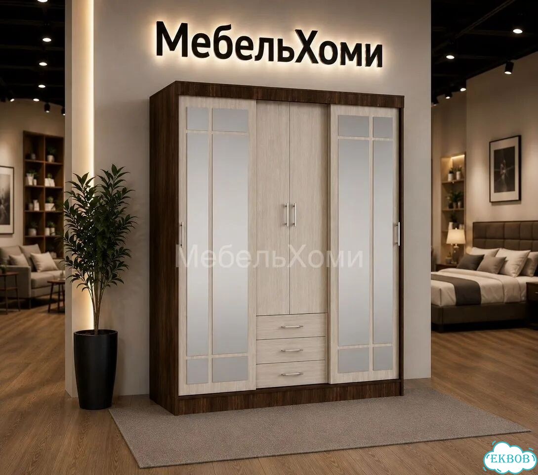Шкаф купе четырёхстворчатый фото 1