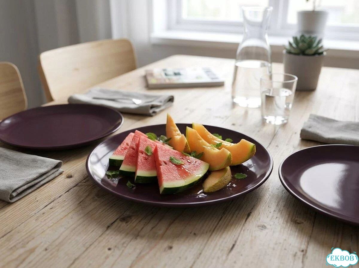 Тарелки IKEA набор из 3-х штук баклажан фото 1