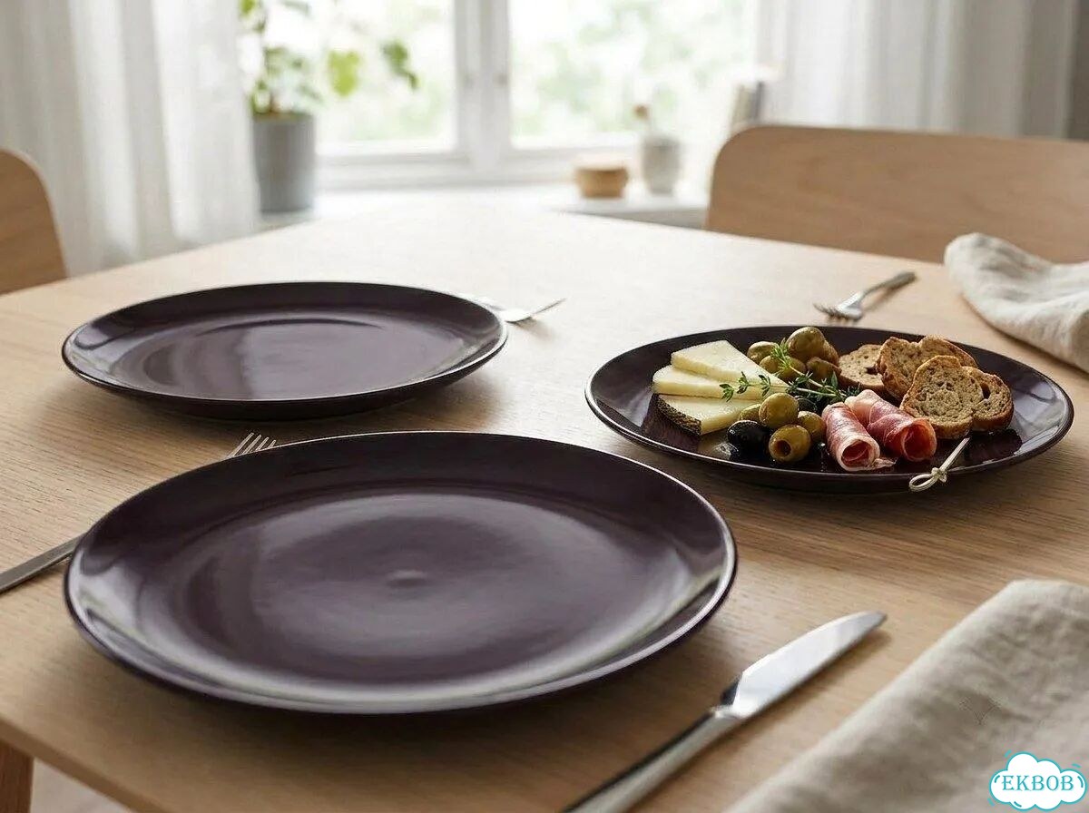 Тарелки IKEA набор из 3-х штук баклажан фото 3
