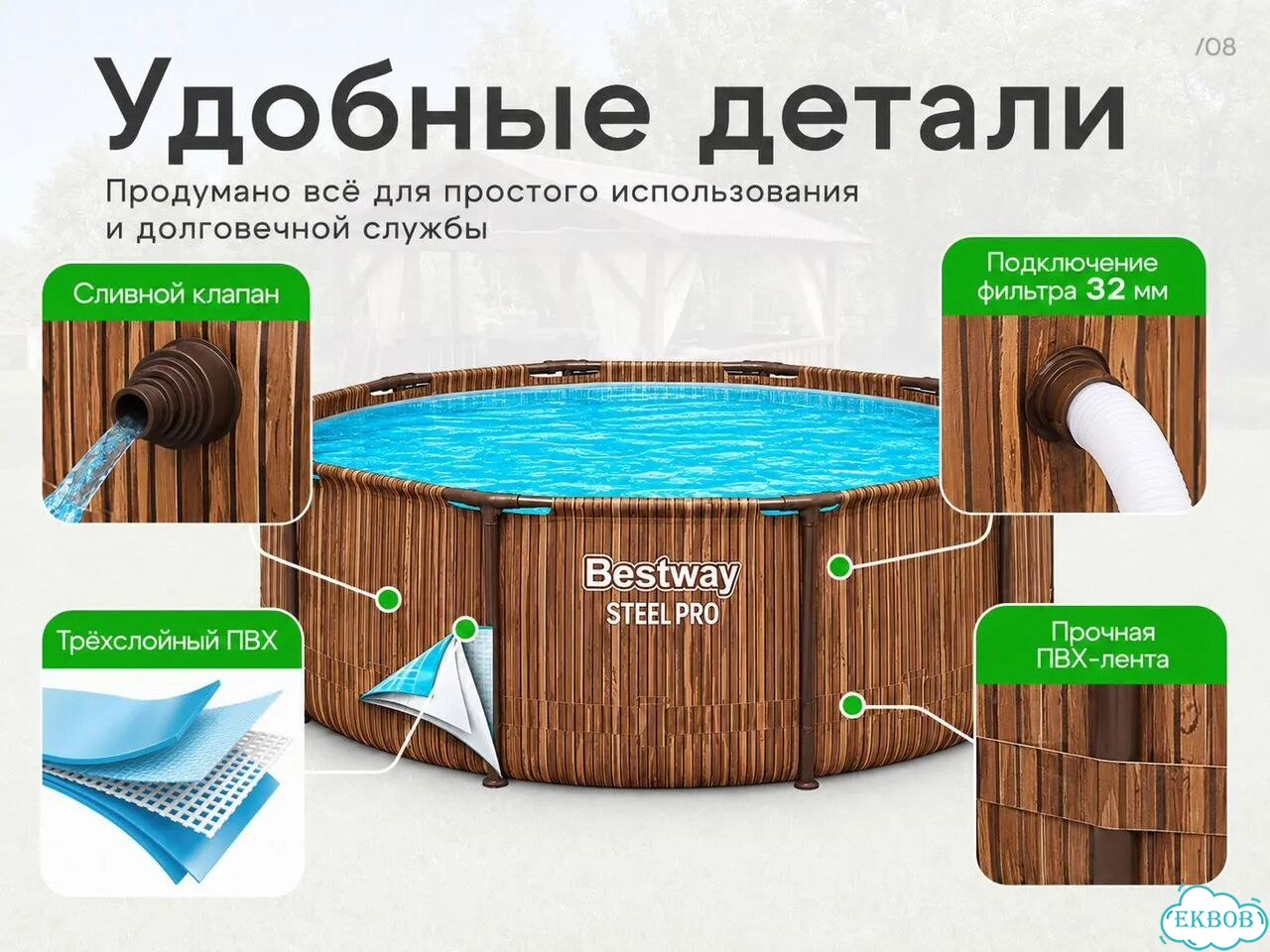 Бассейн каркасный Bestway 305*100 561VM фото 8
