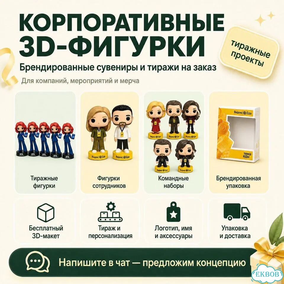 Корпоративные 3D-фигурки на заказ / Тиражные фигурки с логотипом фото 1