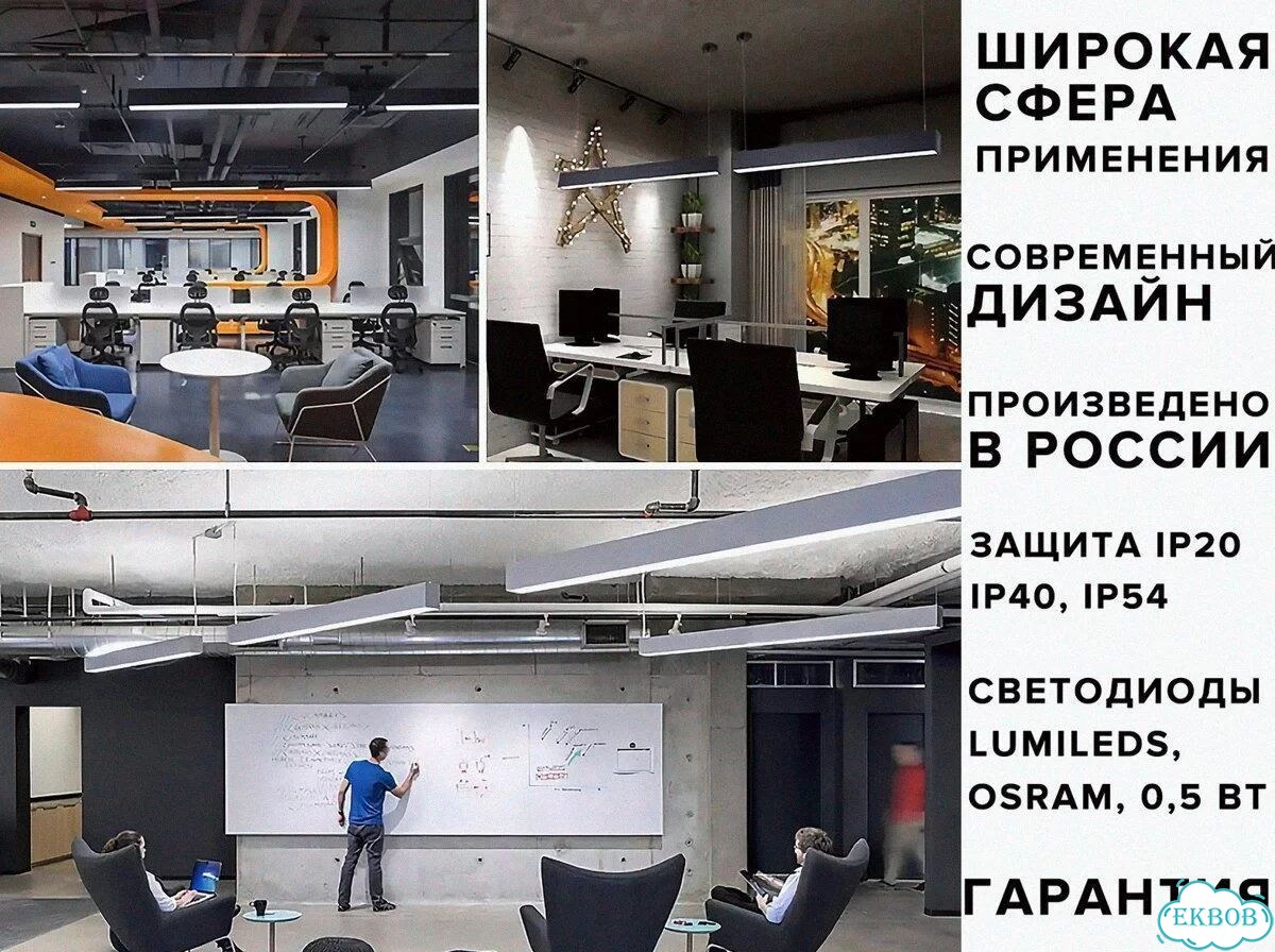 Линейный подвесной светодиодный светильник фото 3