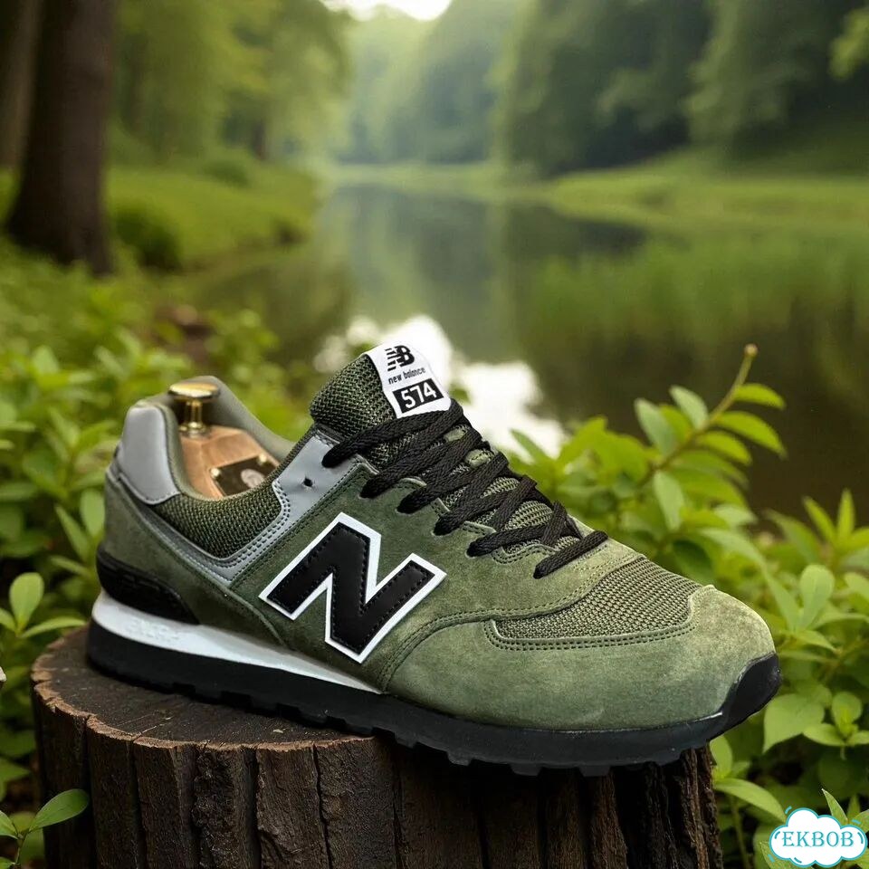 New Balance 574. Натуральный зеленый, замша фото 1