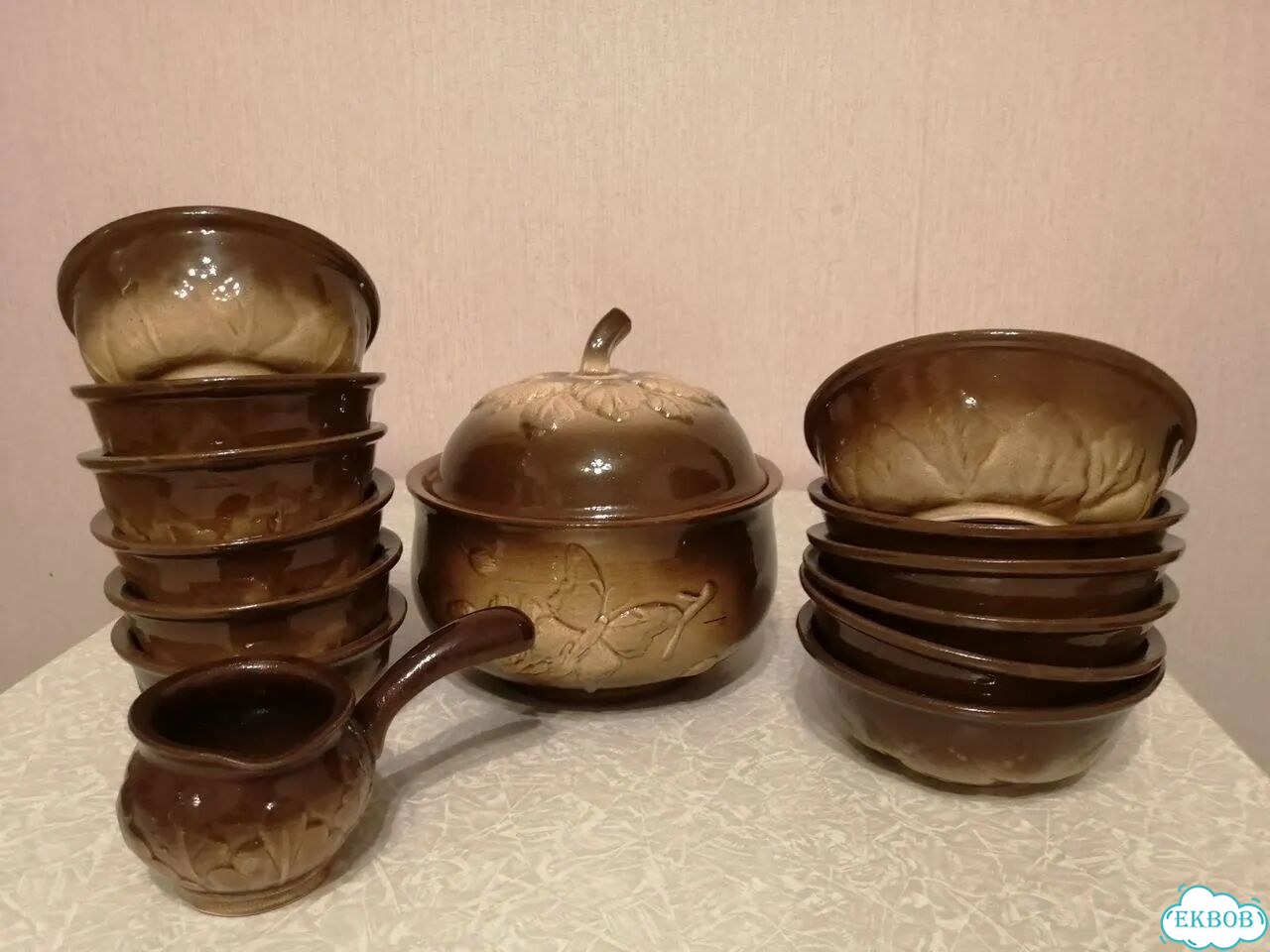 Новый набор глиняной посуды с супницей фото 1