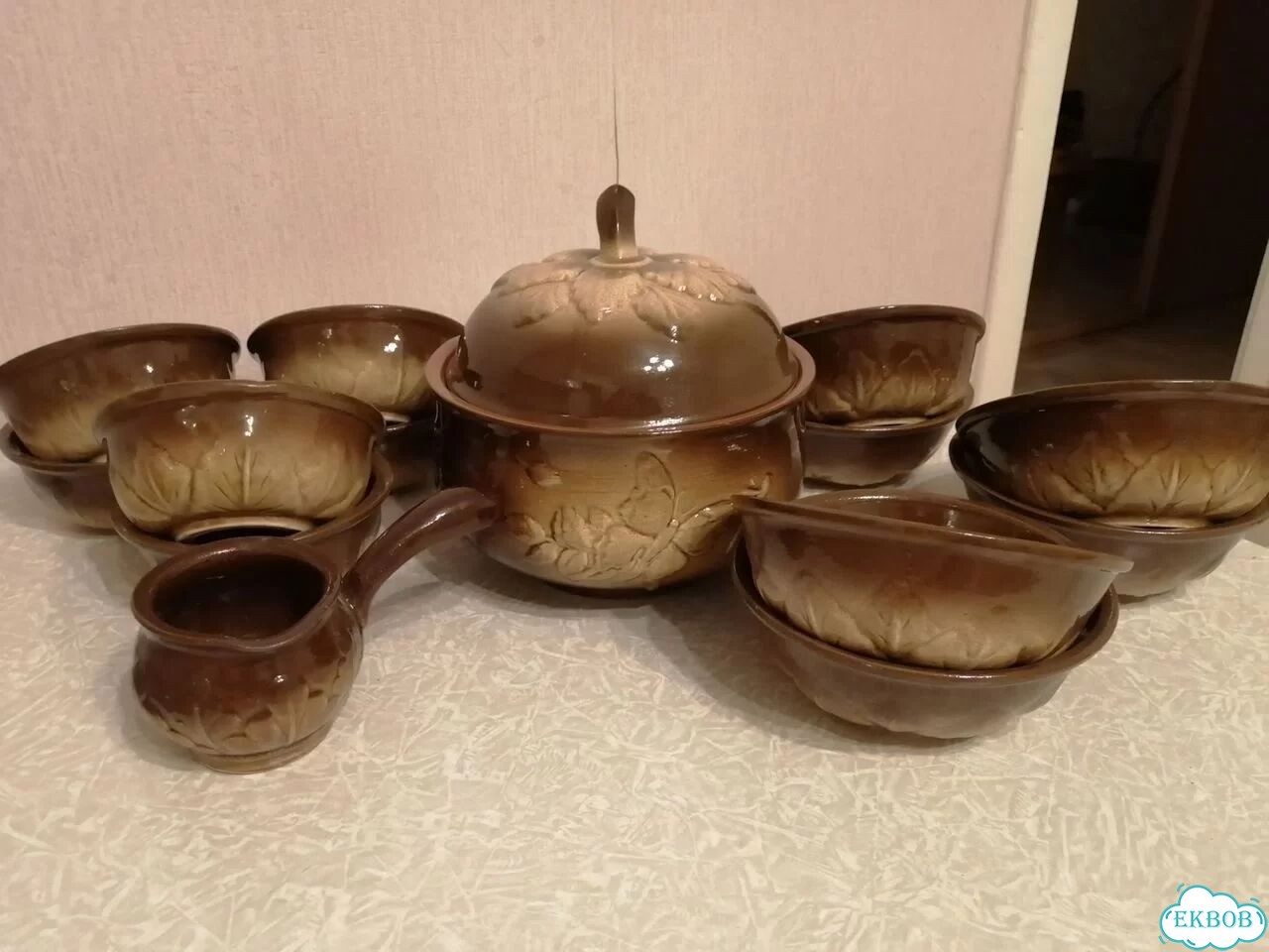 Новый набор глиняной посуды с супницей фото 2