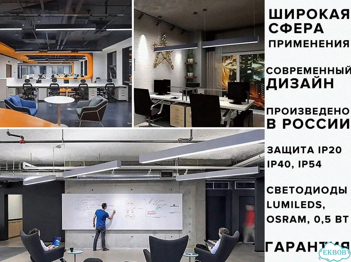 Линейный подвесной светодиодный светильник фото 3