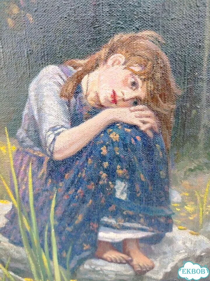 Картина Васнецова Алёнушка масло холст 64 на 44 см фото 6