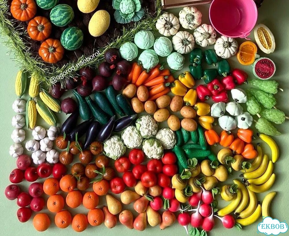 Овощи, фрукты и продукты из полимерной глины фото 1