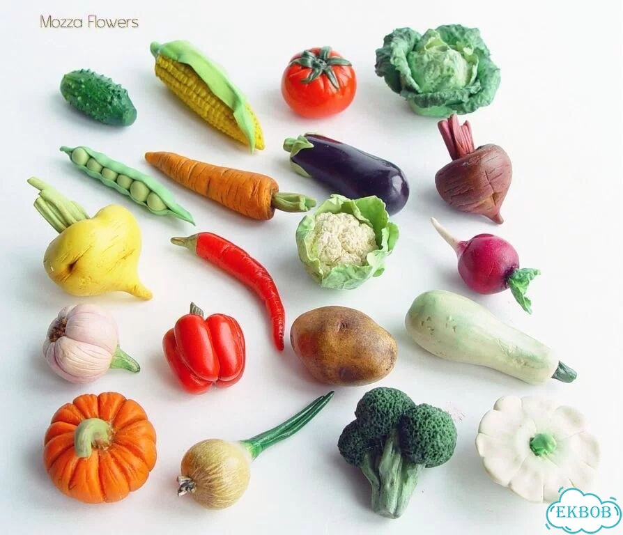Овощи, фрукты и продукты из полимерной глины фото 2