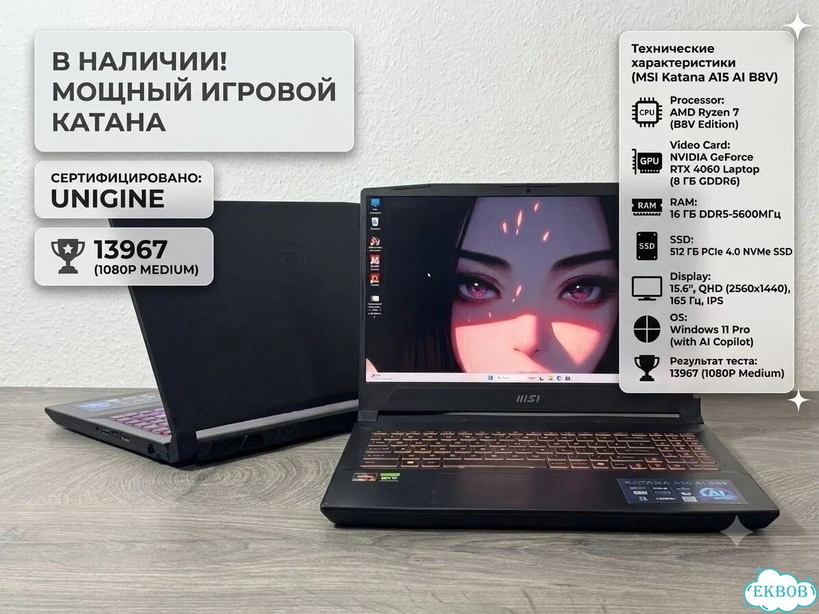 MSI Katana A15 RTX 4060 / Ryzen 7 8845HS / 2K фото 1