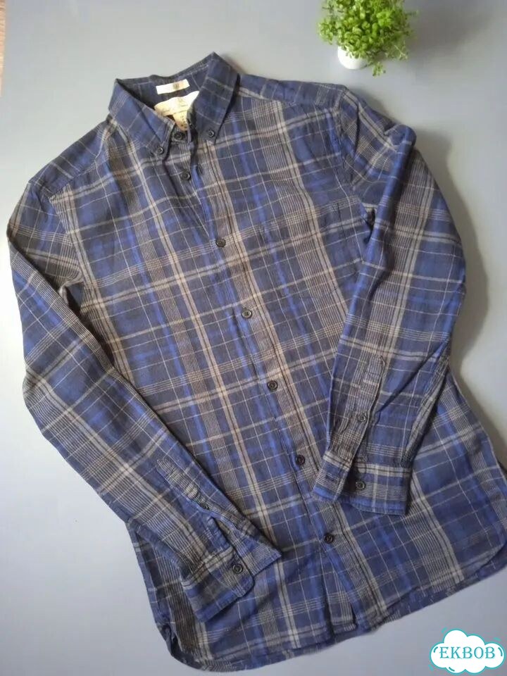 Рубашка мужская в клетку H&M 46 фото 1