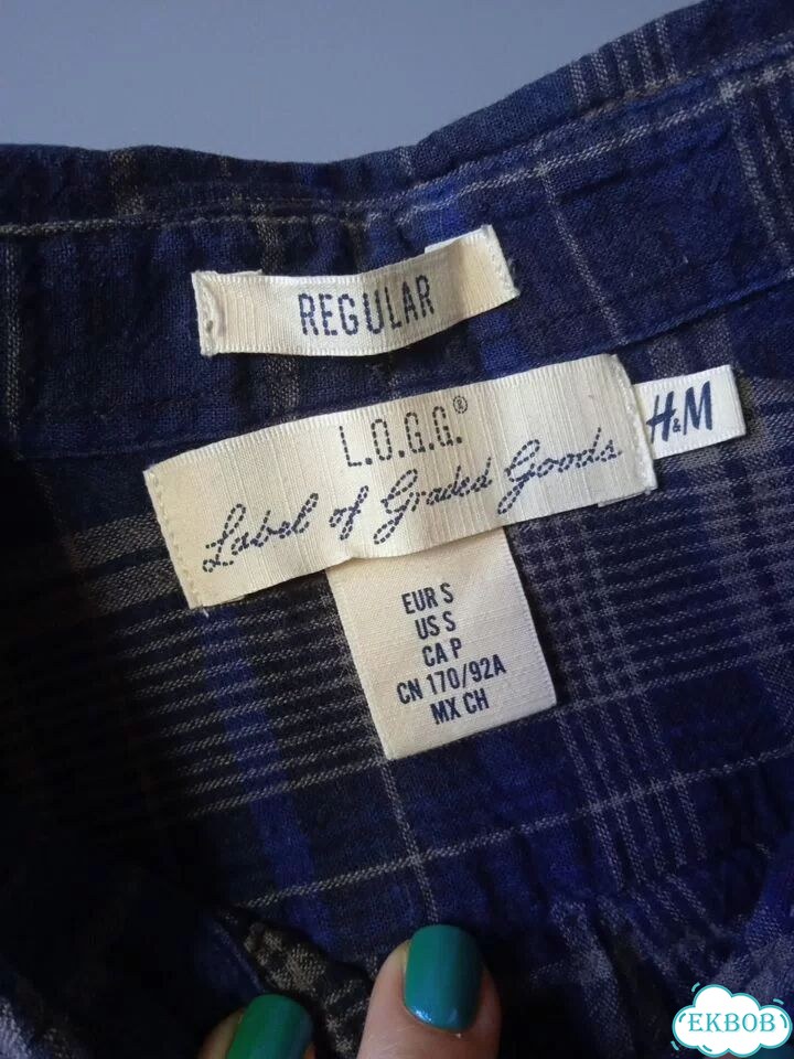 Рубашка мужская в клетку H&M 46 фото 2