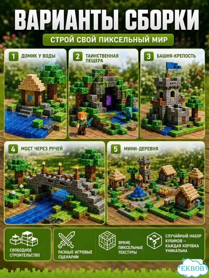Магнитный конструктор в стиле Minecraft фото 1