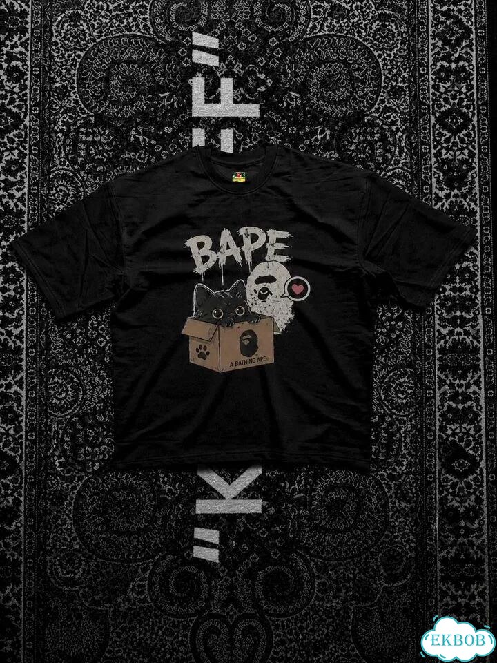 Футболка Bape Cat in Box чёрная фото 1