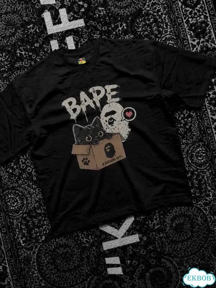Футболка Bape Cat in Box чёрная фото 2