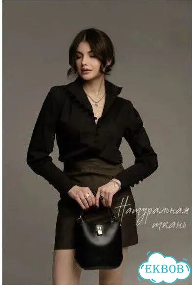 Рубашка женская черная летняя 44 фото 1