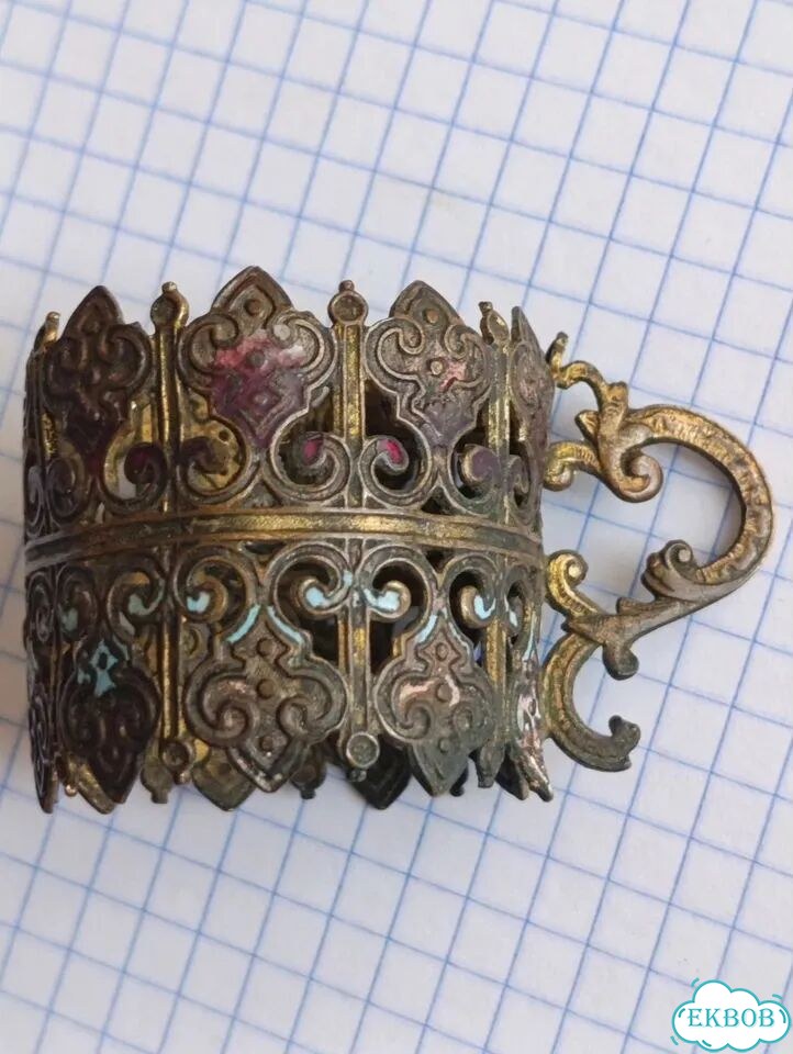 Редкий артельный подрюмочник-муфта с эмалью фото 3