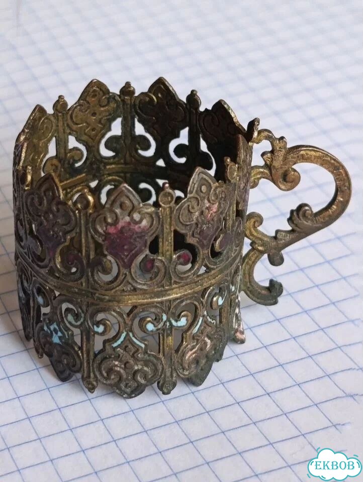 Редкий артельный подрюмочник-муфта с эмалью фото 6