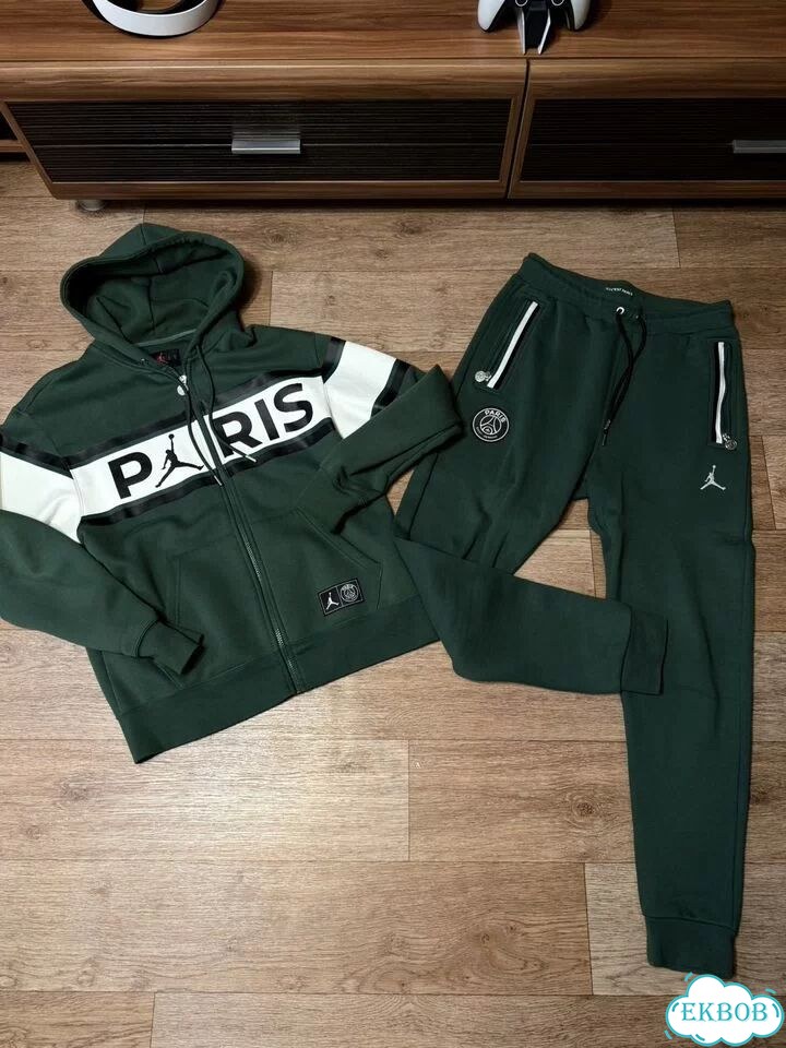 Jordan PSJ fleece sportswear green with zip hoodie фото 1