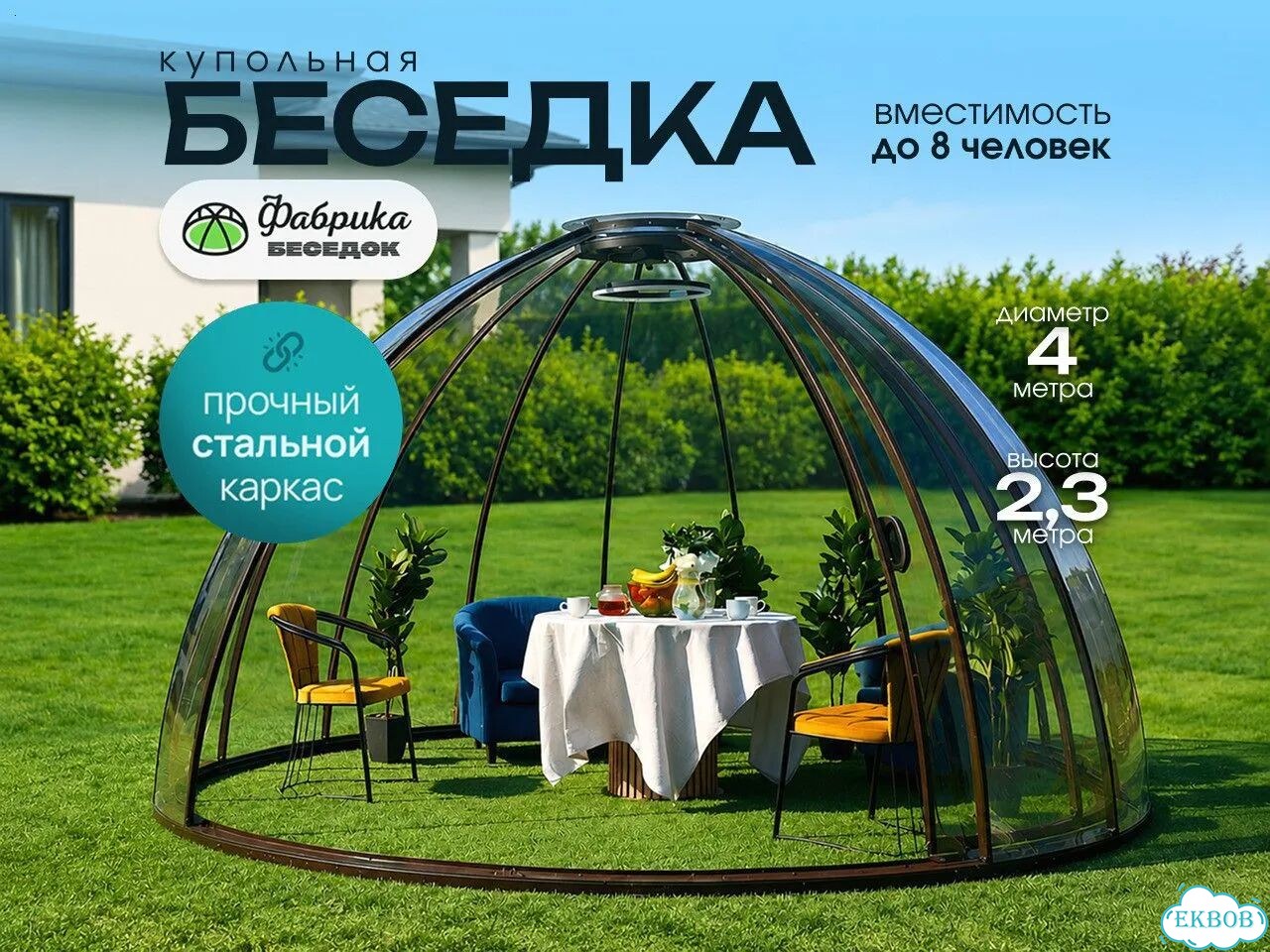 Купольная панорамная беседка из поликарбоната фото 1