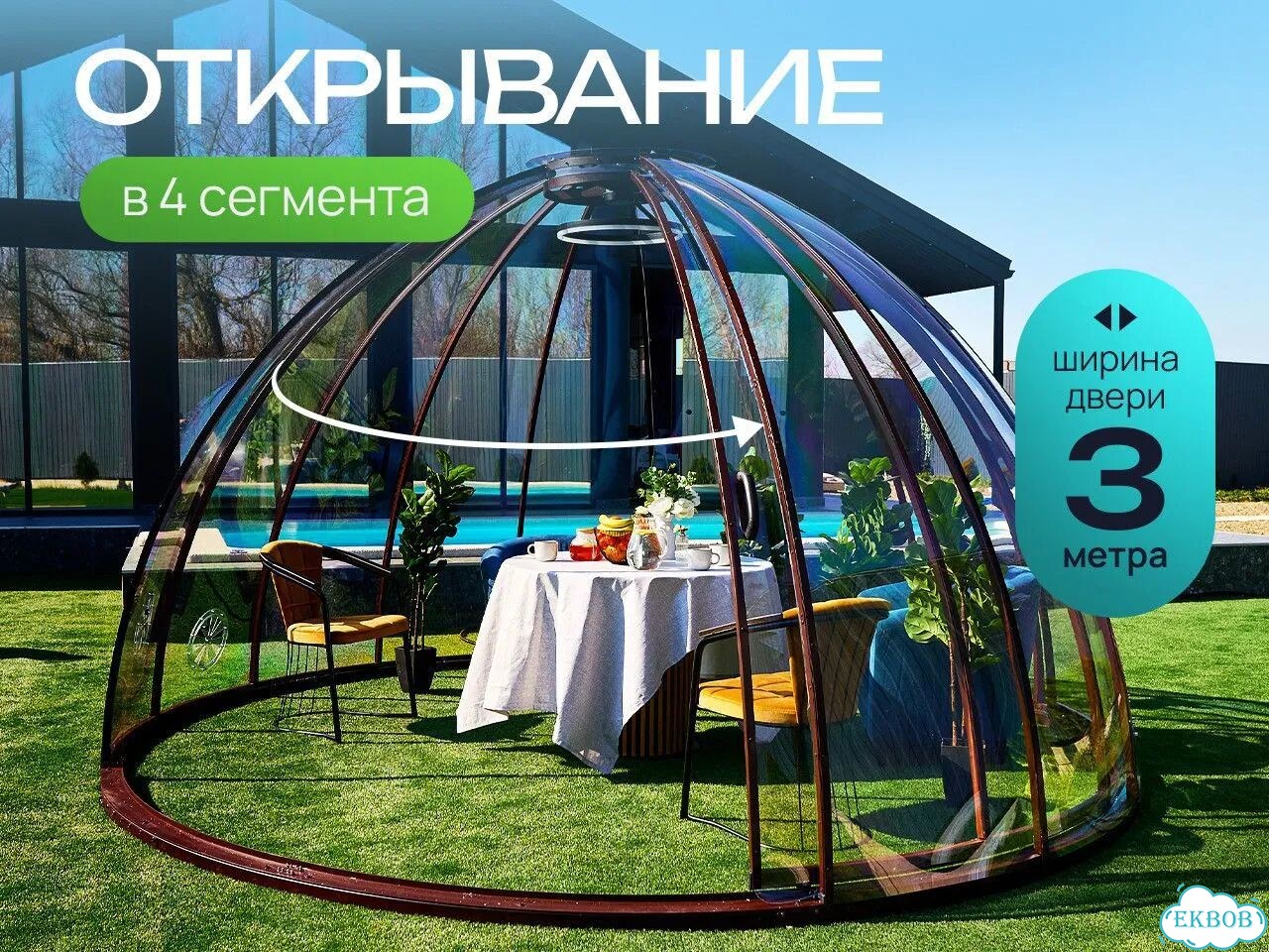 Купольная панорамная беседка из поликарбоната фото 2