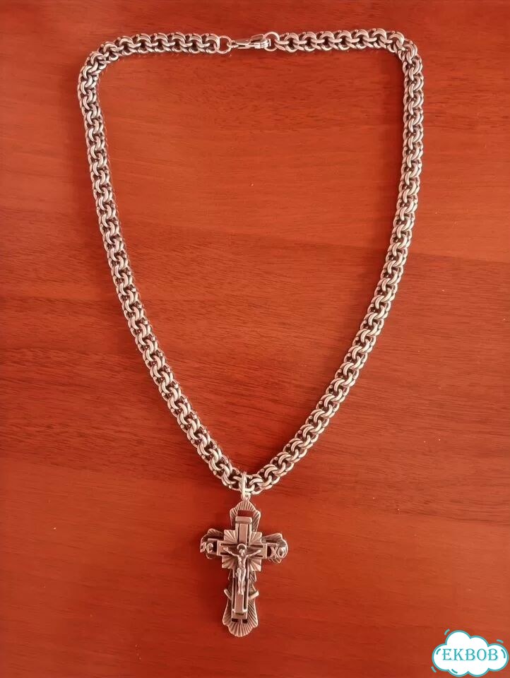 Цепь мужская серебро, бисмарк 62 см, ширина 1см фото 1