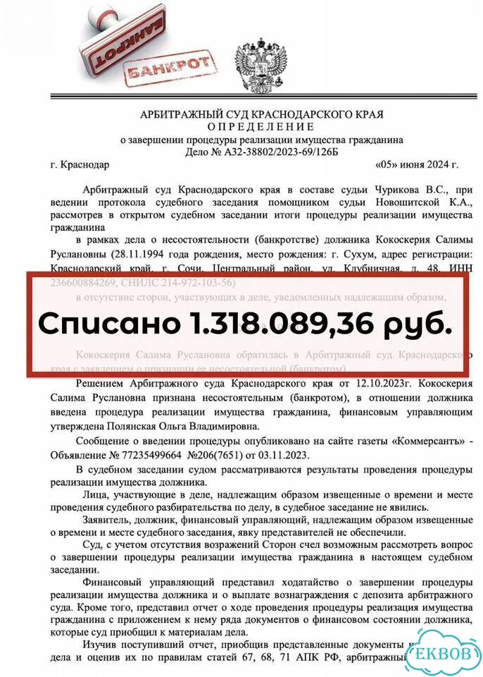 Банкротство / Списание долгов с защитой имущества фото 7
