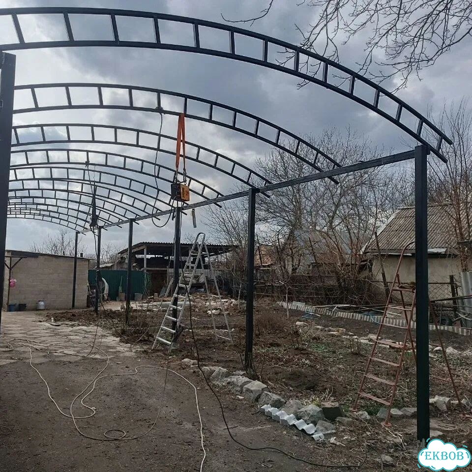 Установка навесов навес под ключ фото 7