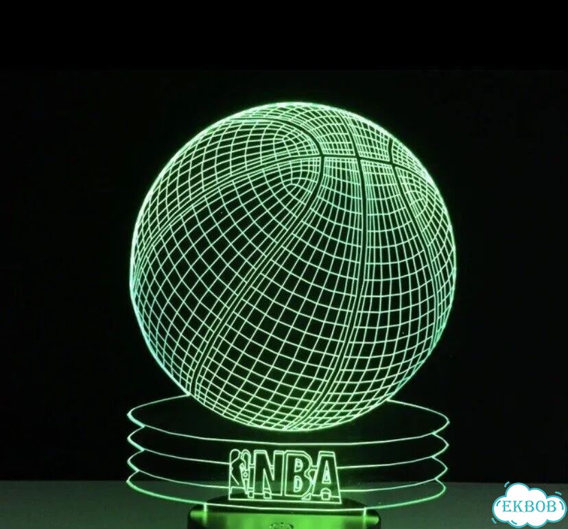 Светильник 3D мяч NBA, 7 цветов, новый фото 1