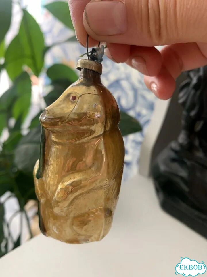 Елочная игрушка мишка с тростью СССР фото 1
