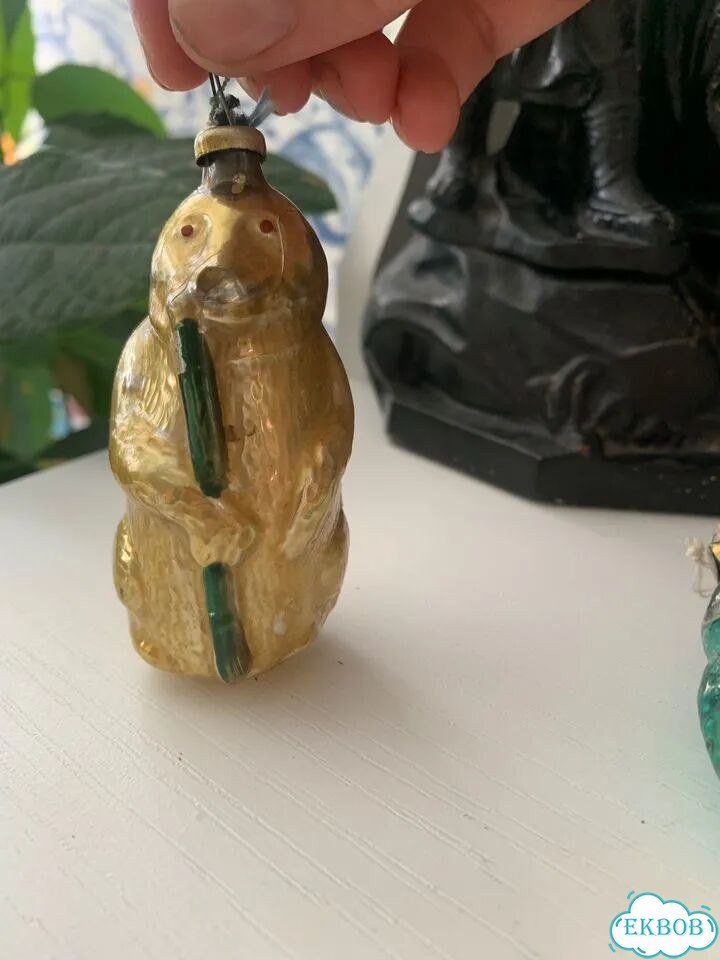 Елочная игрушка мишка с тростью СССР фото 3
