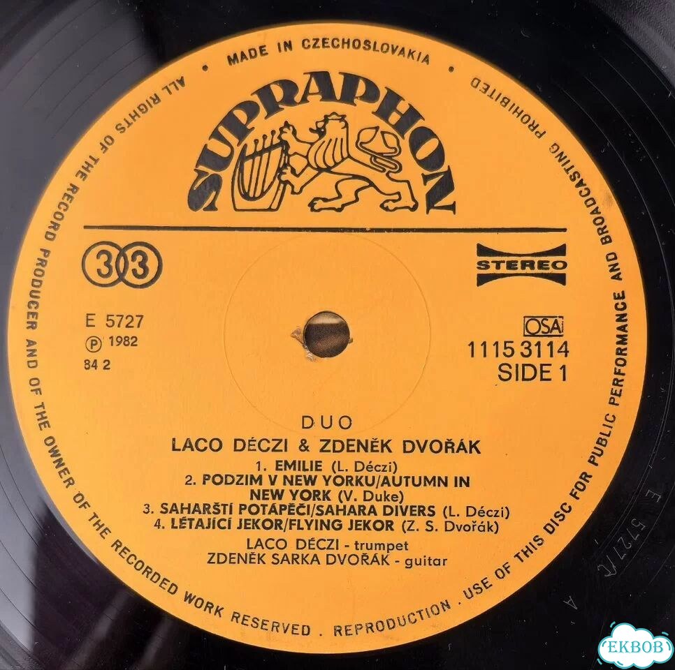 Виниловая пластинка Laco Deczi &Zdenek Dvorak 1982 фото 3