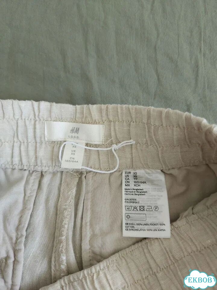 Брюки, штаны H&M, лен 100%, размер xs-s, 40-42 фото 3