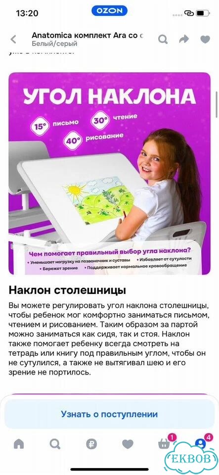Комплект мебели детской Стол / парта и стул фото 9