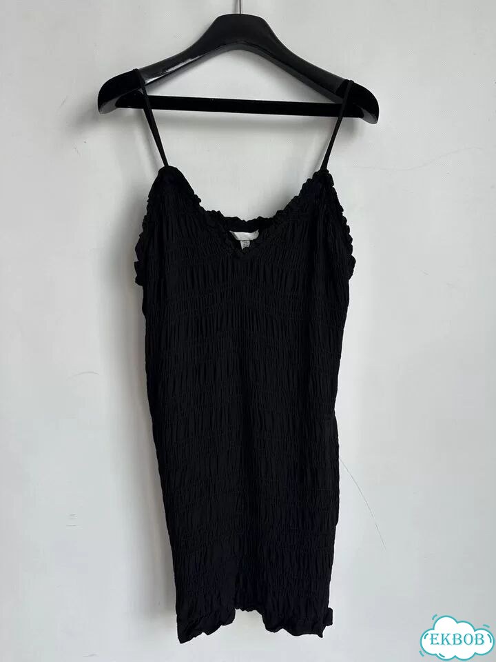 H&M черное платье-комбинация мини на бретелях фото 3