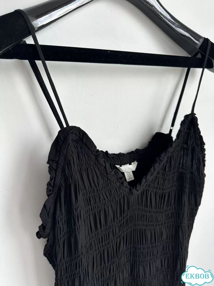 H&M черное платье-комбинация мини на бретелях фото 4