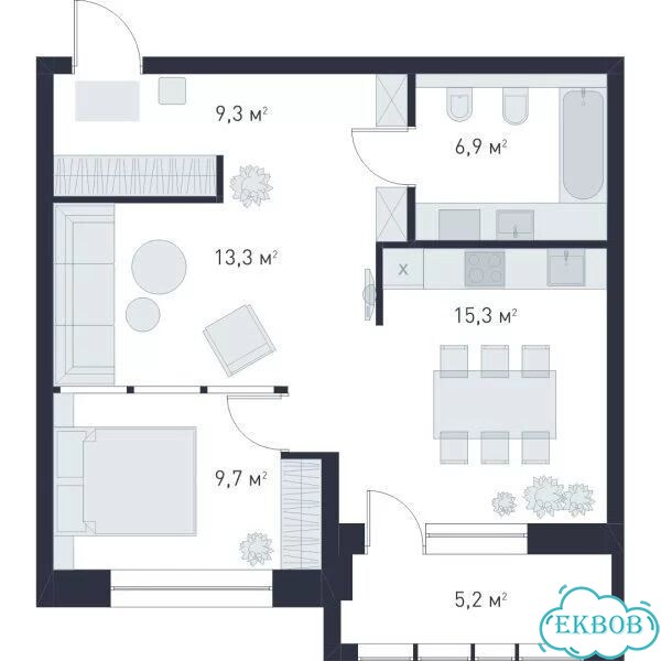 1-к. квартира, 58,2 м², 3/16 эт. фото 2