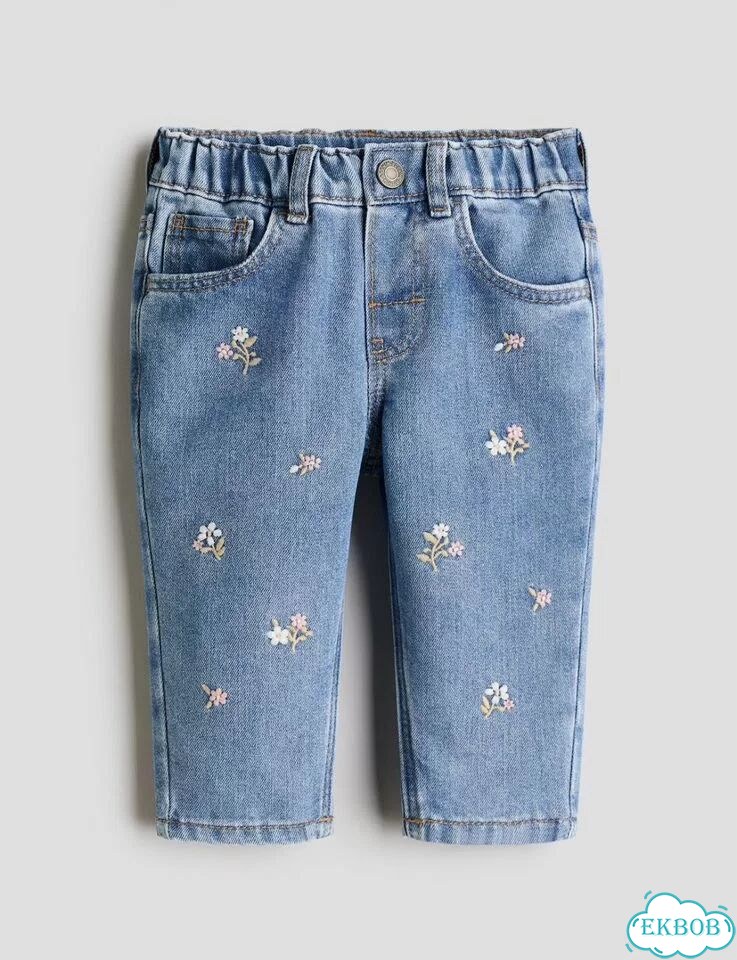 Джинсы с вышивкой для девочки 68,86,92 h&m фото 1