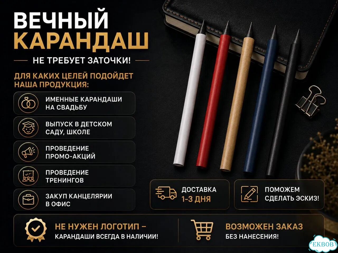 Канцелярия вечный карандаш / ручки доставка фото 2