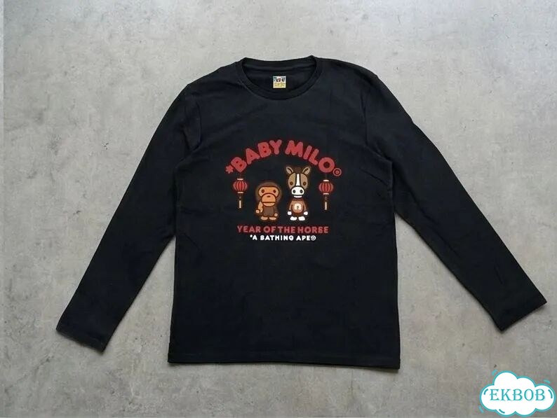 Лонгслив черный Bape Baby Milo streetwear vintage unisex DAC0064 фото 1