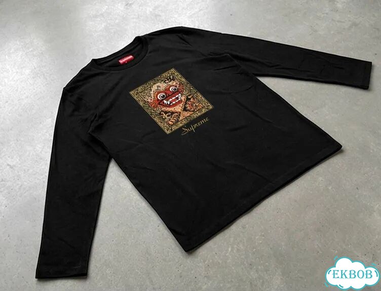 Лонгслив мужской Supreme черный ss21 week 14 Barong Patch streetwear vintage AC0104 фото 3