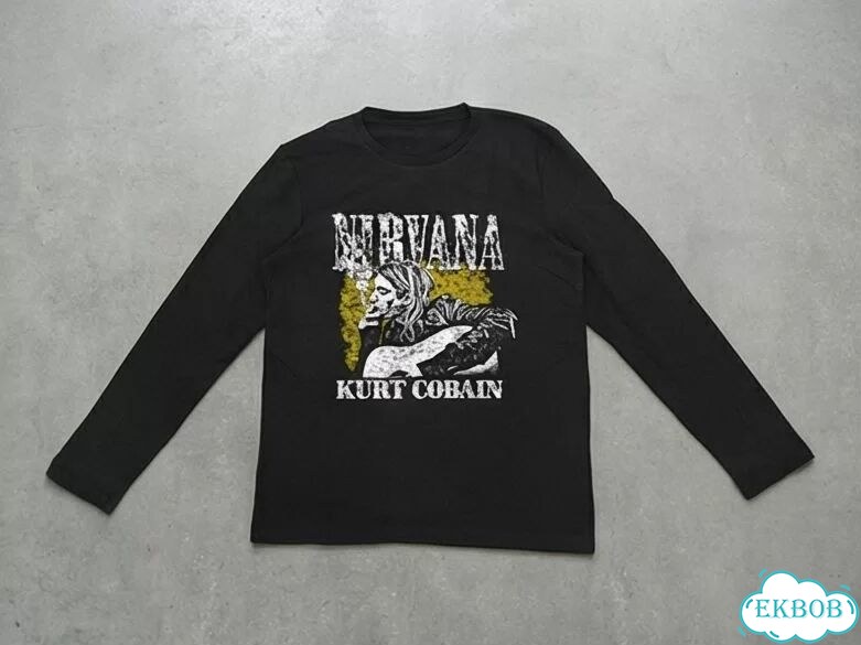 Лонгслив мужской черный Nirvana Kurt Cobain streetwear vintage AD0036 фото 1