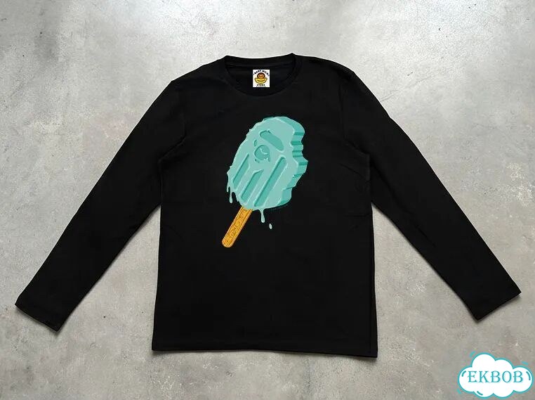 Лонгслив мужской Bape черный T-shirt SS26 rod ice printing streetwear vintage AC0212 фото 1