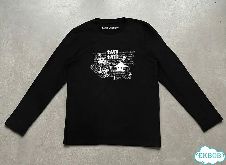 Лонгслив мужской черный Saint Laurent Paris SLP distressed hangover streetwear vintage AC0194 фото 1