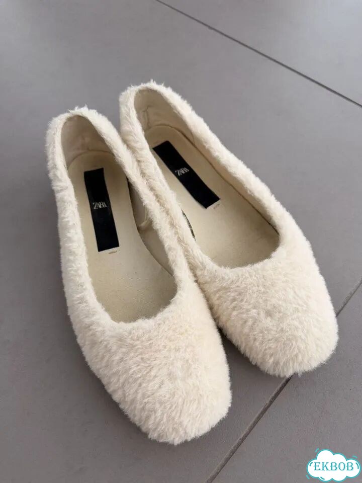 Меховые балетки zara фото 6