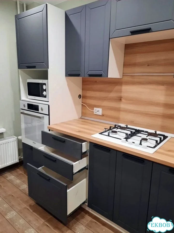 Современный модульный кухонный гарнитур с фасадами мдф фото 10