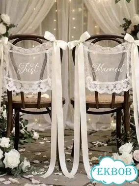Just married кружевная табличка на стул фото 1