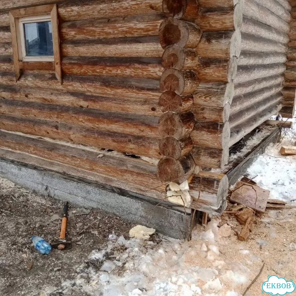 Замена венцов замена лаг подъем дома фото 9