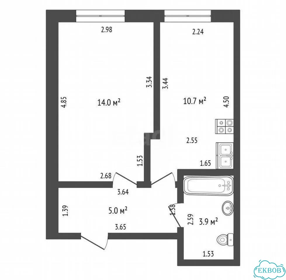 1-к. квартира, 34 м², 1/5 эт. фото 1
