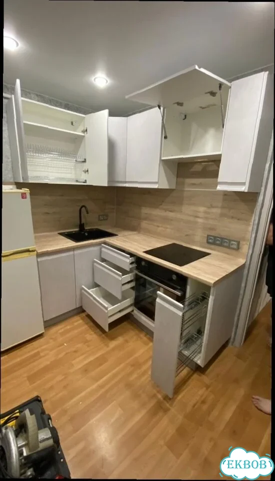 Кухонный гарнитур модульный с матовыми фасадами мдф фото 9